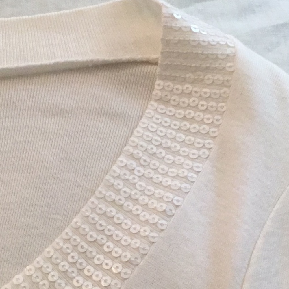 NWOT Express White Long-Sleeve Sequins Tee